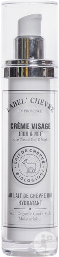 Label Chèvre Crème Visage Jour Et Nuit Au Lait De Chèvre Bio Flacon-Pompe 50ml