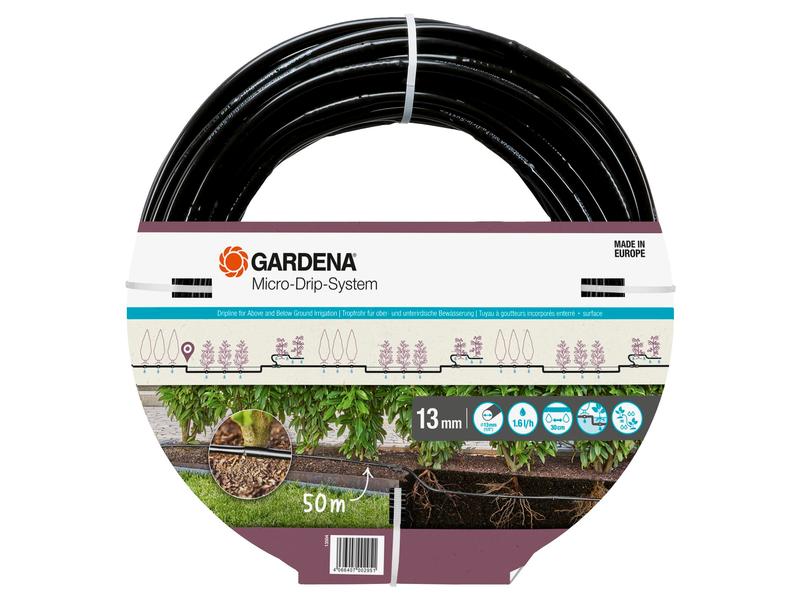 GARDENA Tropfrohr 1.6 l/h 50M Micro-Drip-System 50 m langes Tropfrohr mit integrierten Tropfern für eine wassersparende Tropfbewässerung von Hecken und Büschen