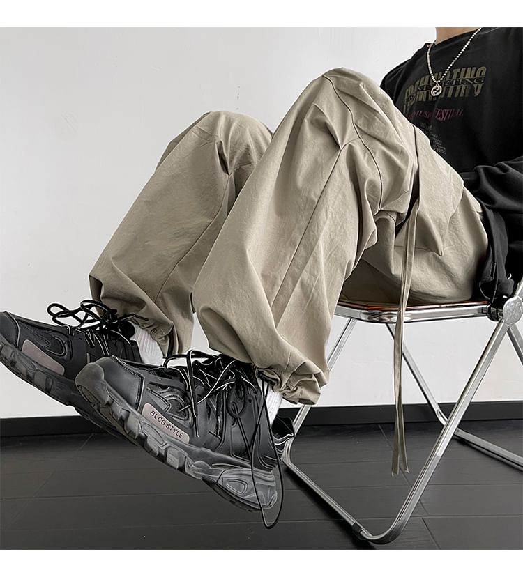 emeisa - Cargobroek met trekkoord in de taille en wijde pijpen
