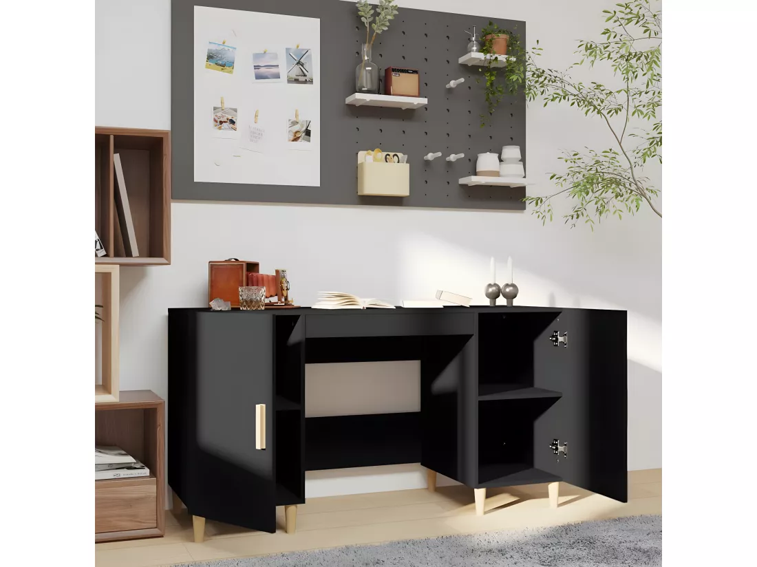 Bureau Noir 140x50x75 cm Bois d'ingénierie