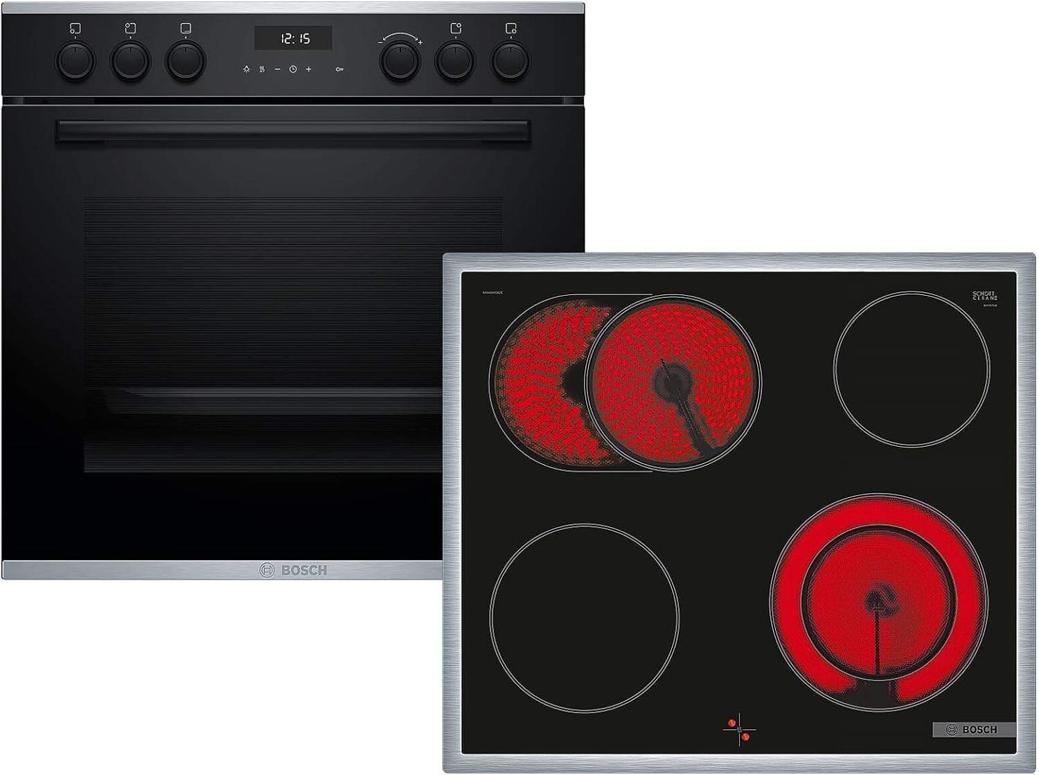 Bosch HND671FH61 Set Einbauherd HET278BB0 Schwarz + Glaskeramikkochfeld NKN64RGA2E herdgebunden