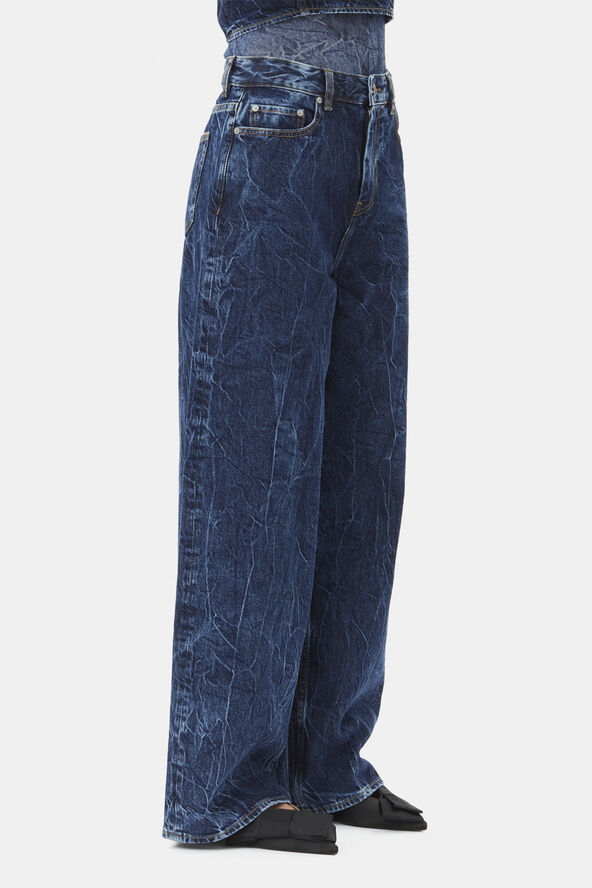 Ganni Crinkled Future Denim Marri Mid blue stone