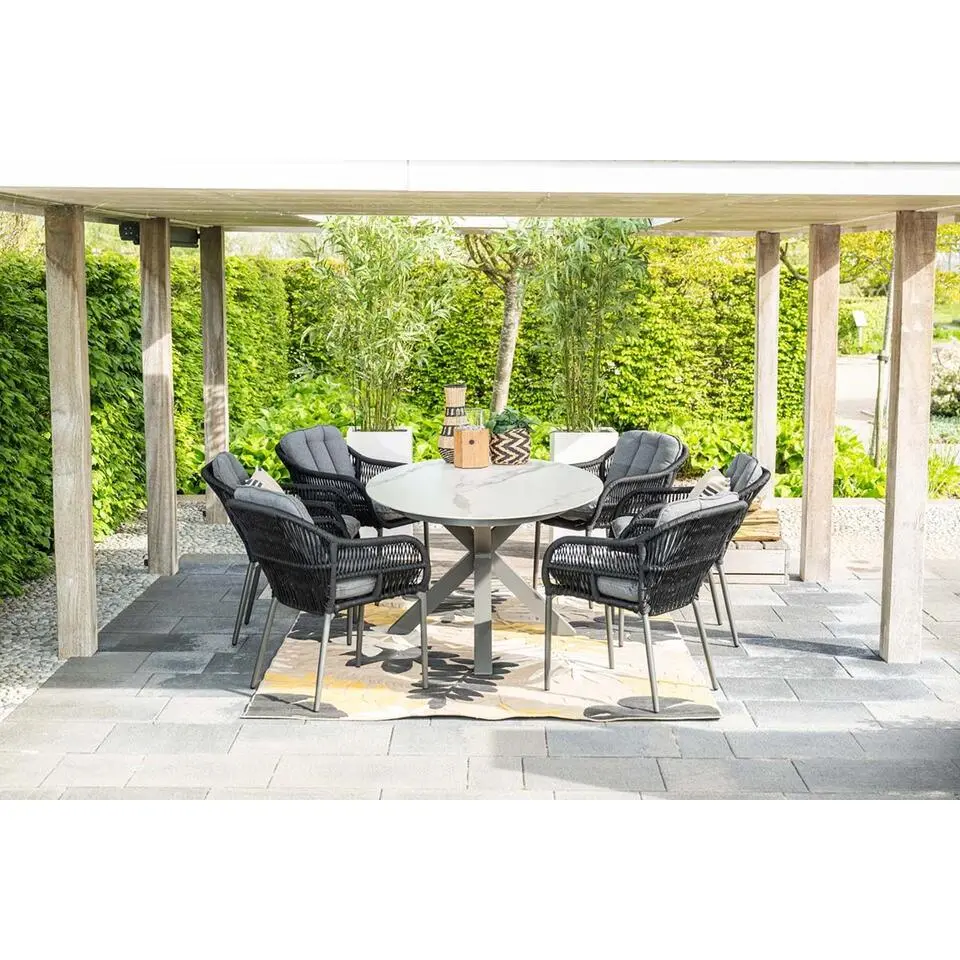 Pescara dining fauteuil - carbon black -rope black - mystic grey