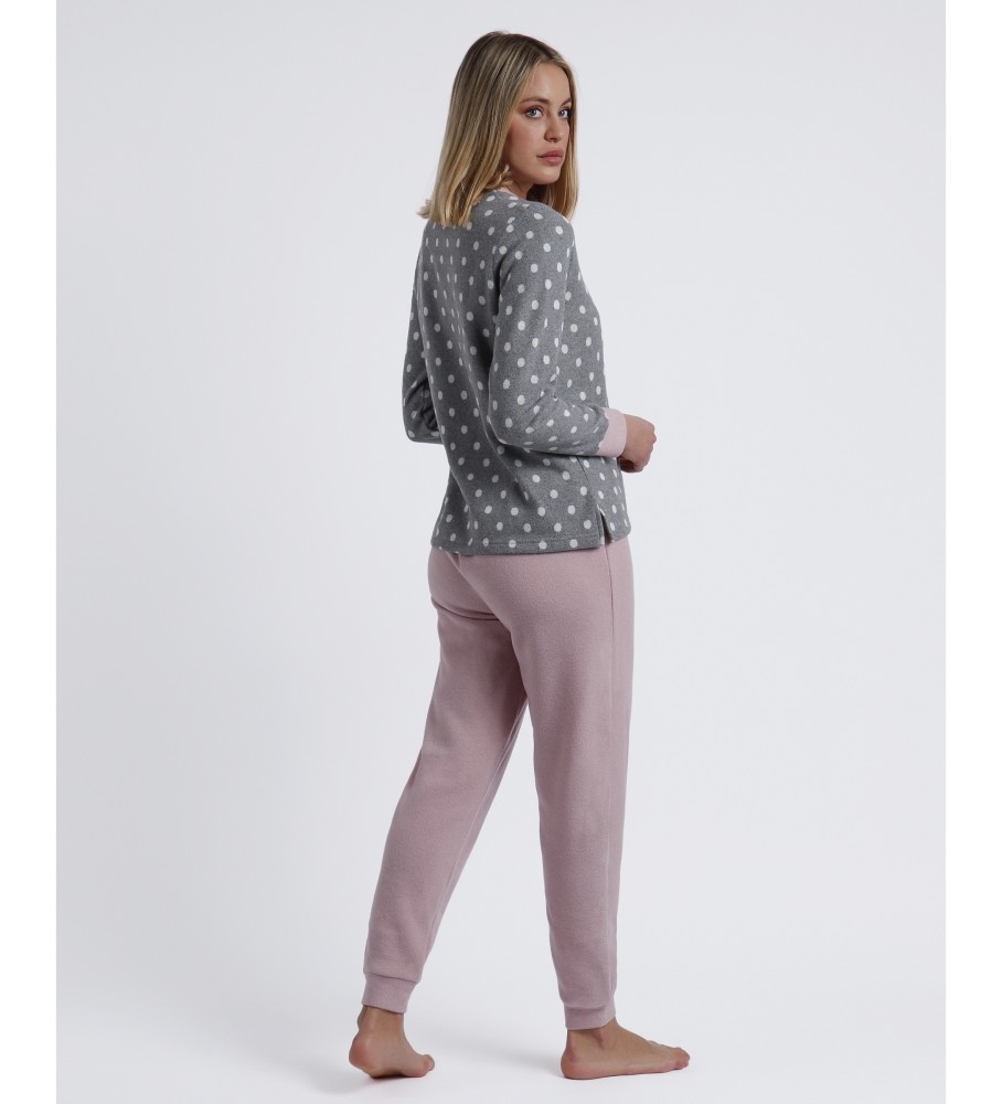 Pijama de manga comprida Admas Sweet Dots cinza