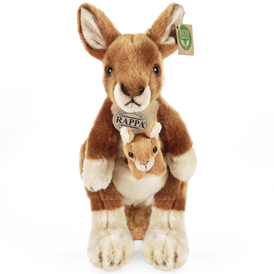 rappa knuffelkangoeroe met welp - 27 cm