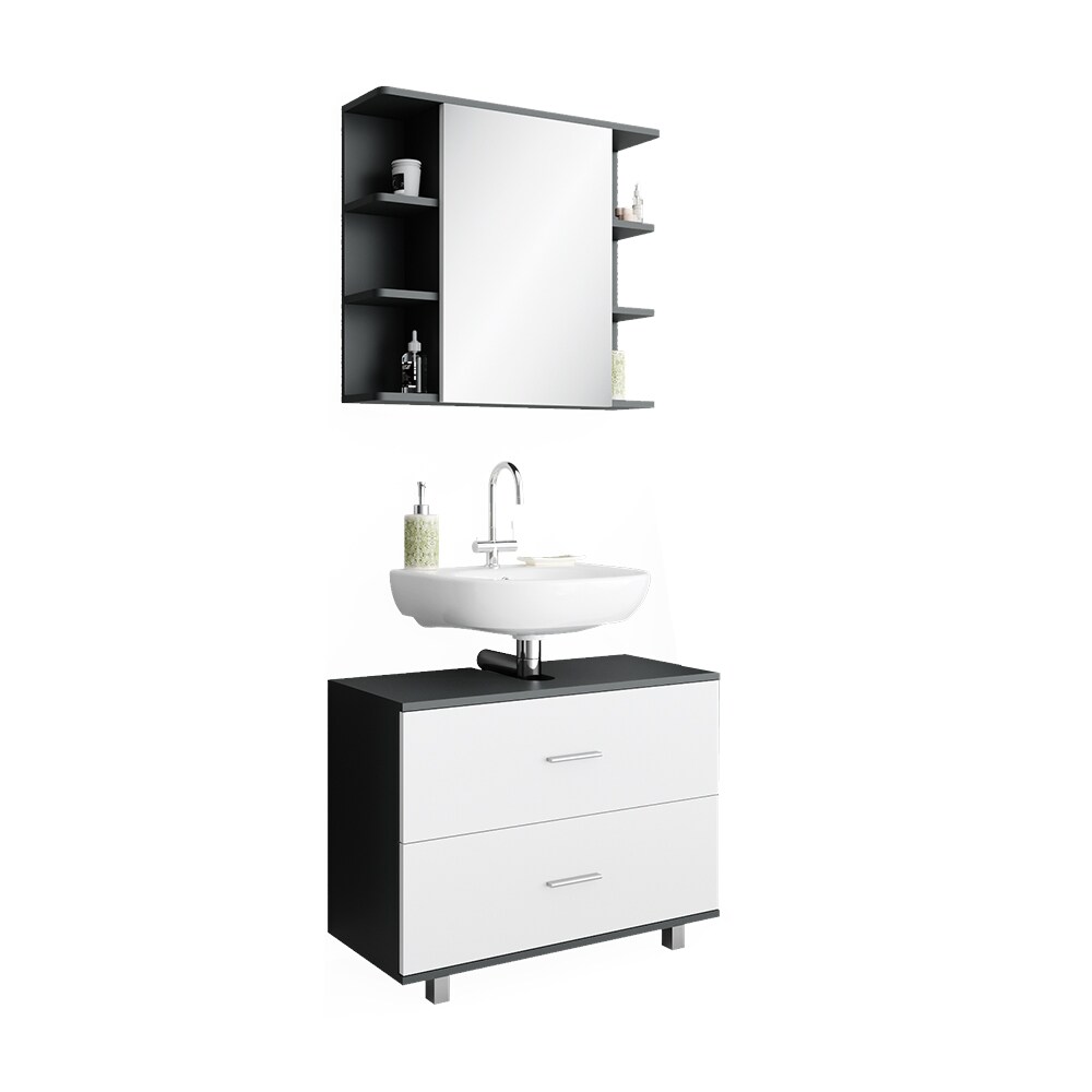 VICCO Badmöbel Set ILIAS Weiß Anthrazit Bad Spiegel Unterschrank Badschrank