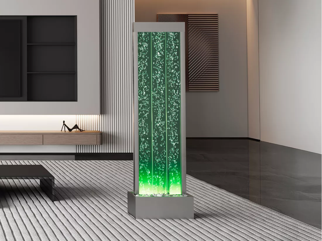 Mur de bulles d'eau - LEDs à couleurs changeantes- H. 150 cm - Gris - BLENNIE