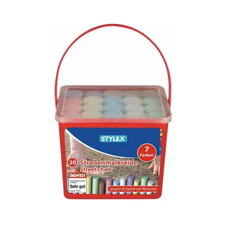 Stylex 100 (5x 20) Stangen Straßenkreide Straßenmalkreide im praktischen Eimer