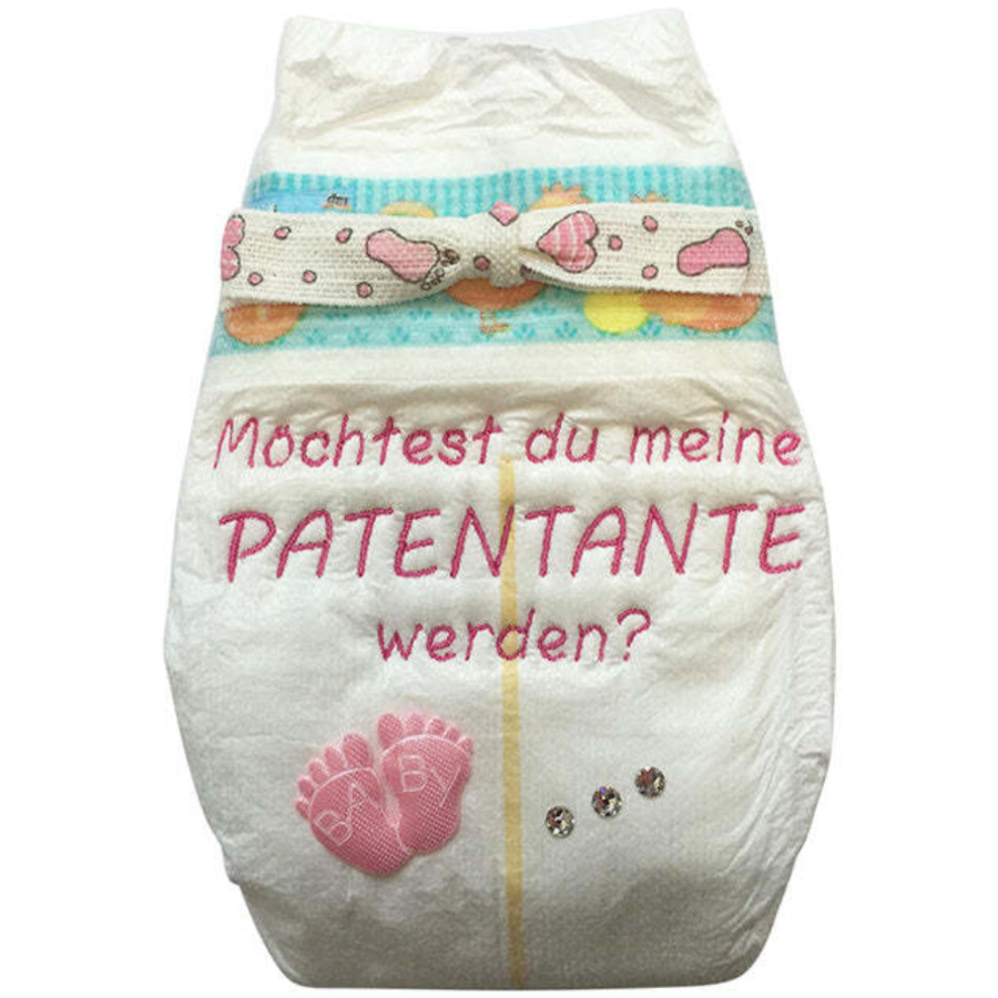 Tanjo Bestickte Windel Patentante für Taufe pink