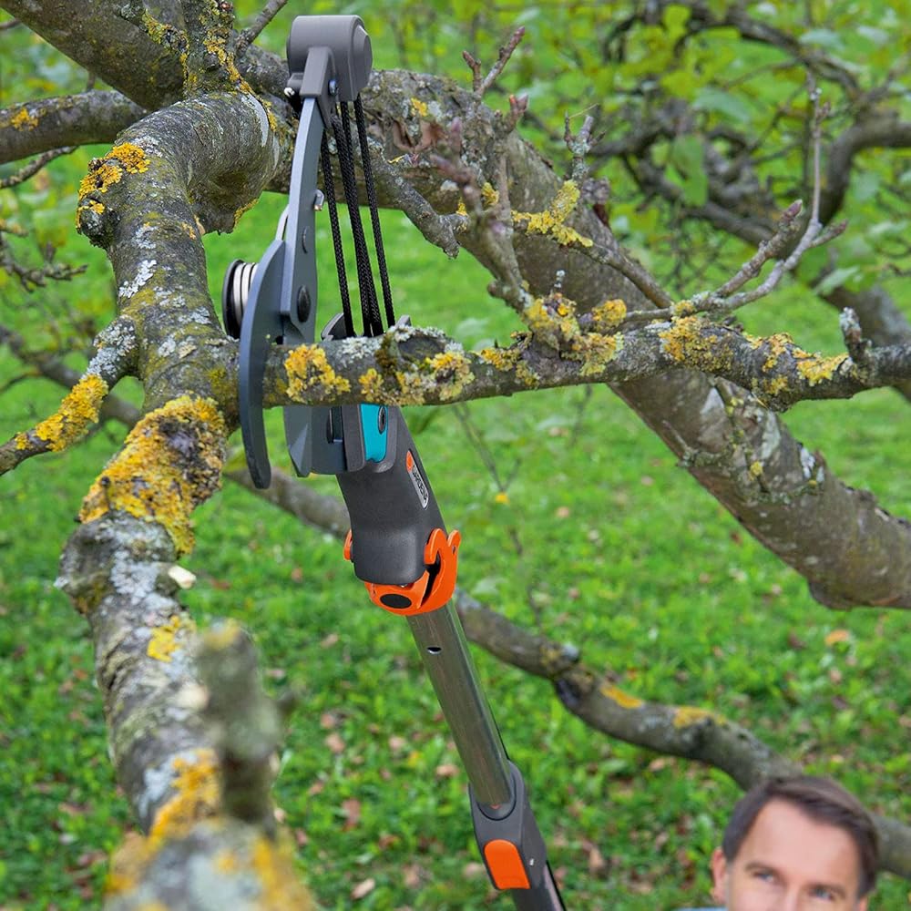 Gardena Échenilloir à lame franche Combisystem: cisailles d'élagage, démultiplication jusqu'à 5 fois pour une coupe économe en énergie de branches jusqu'à 35 mm de diamètre (298-20) : Jardin