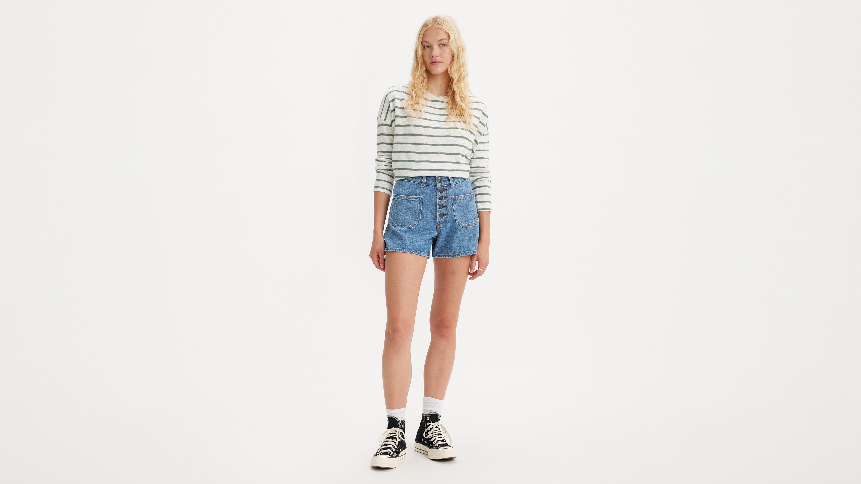 Short Mom ’80 poche plaquée - In Patches Short - Bleu
