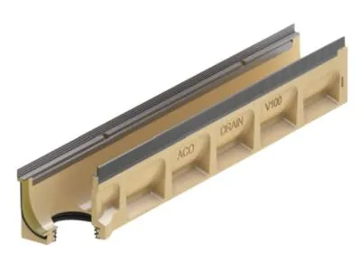 Afløbsrende 10.0.2 m/pakn 1,0m - ACO V100S Seal In, med 110mm udløb. galv. karm