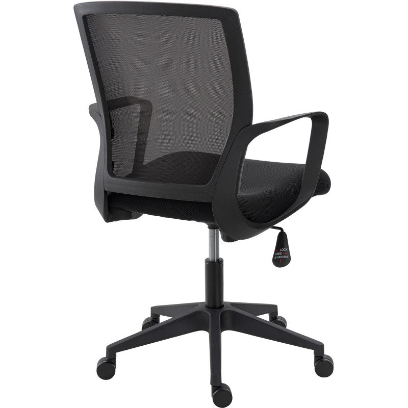 Chaise de bureau Reece tissu et maille Noir - dossier bas - accoudoirs - mécanisme Basculant centré - pieds noir