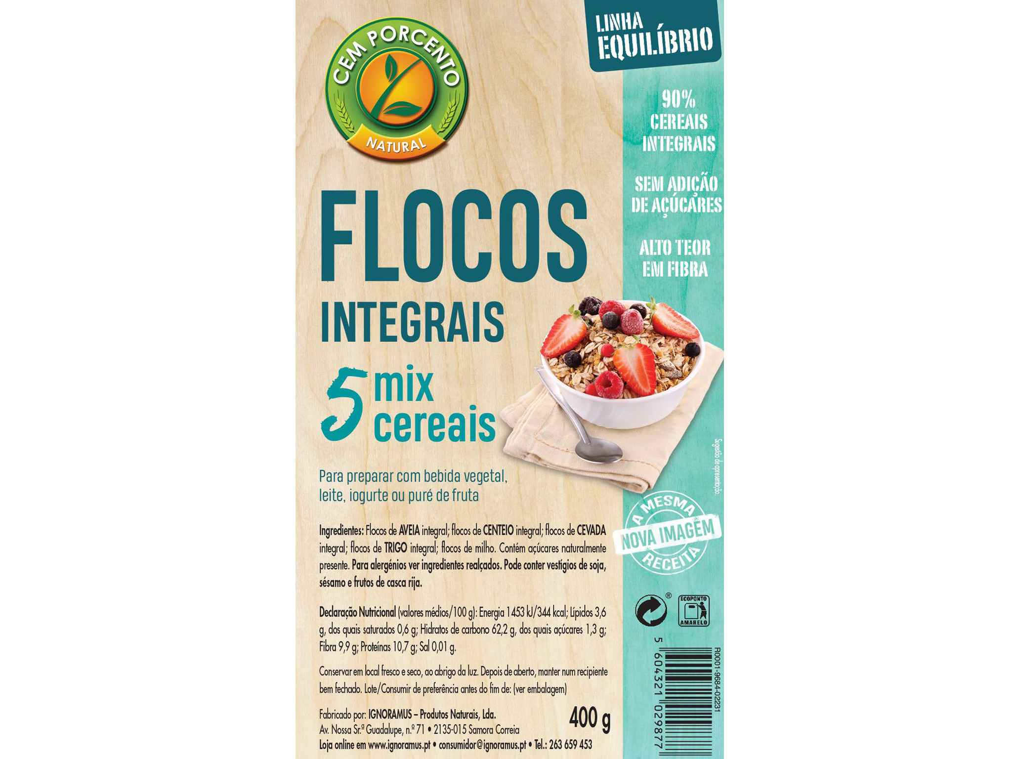 FLOCOS CEM PORCENTO 5 CEREAIS INTEGRAIS 400G