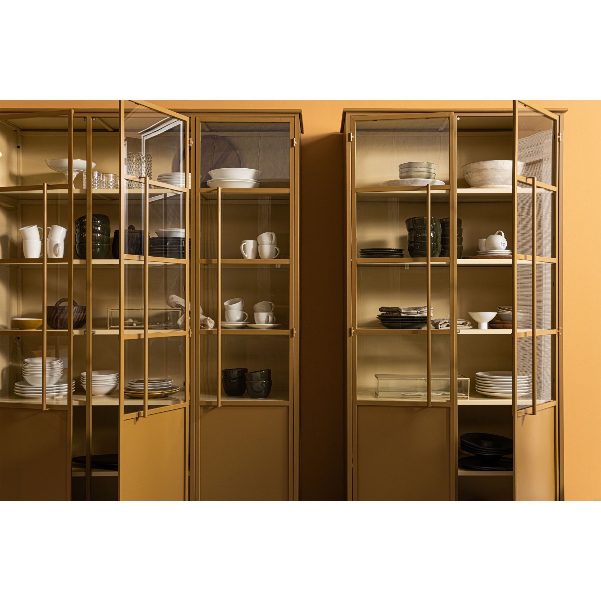 Exhibit XL 2-Deurs Vitrinekast - Honinggeel