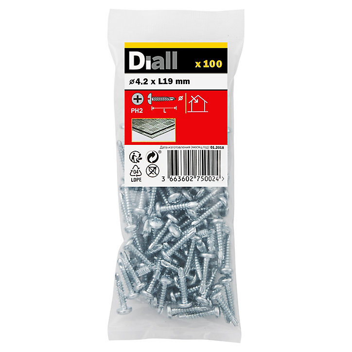 Vis zinguée autoperceuses à tête cylindrique, 4,2x19 mm - 100 pièces