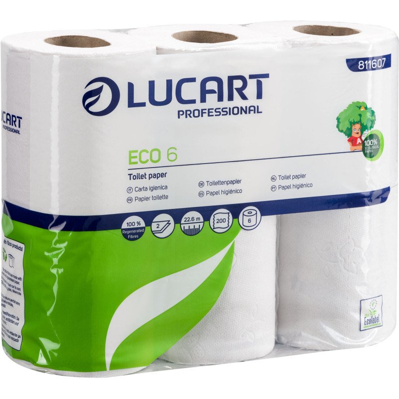 Papier toilette double épaisseur Lucart Eco - 96 rouleaux de 200 feuilles