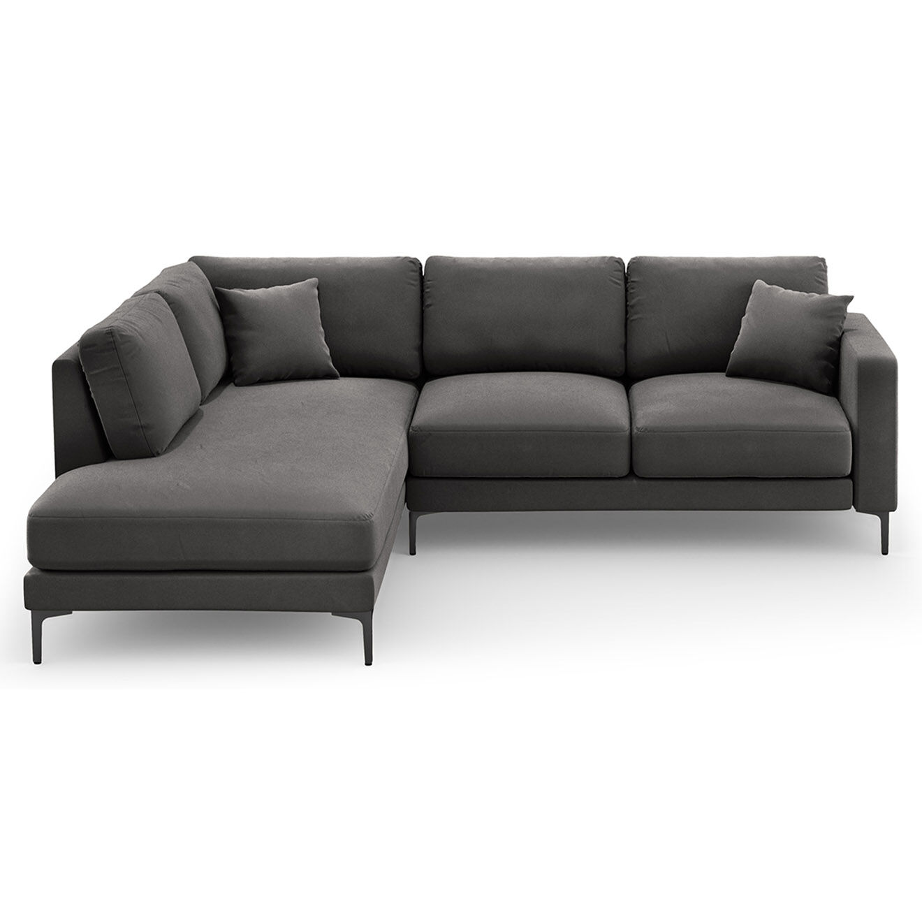 Mazzini Sofas Canapé d'angle Gauche Velours Venus 5 Places gris - 254x185x90 cm