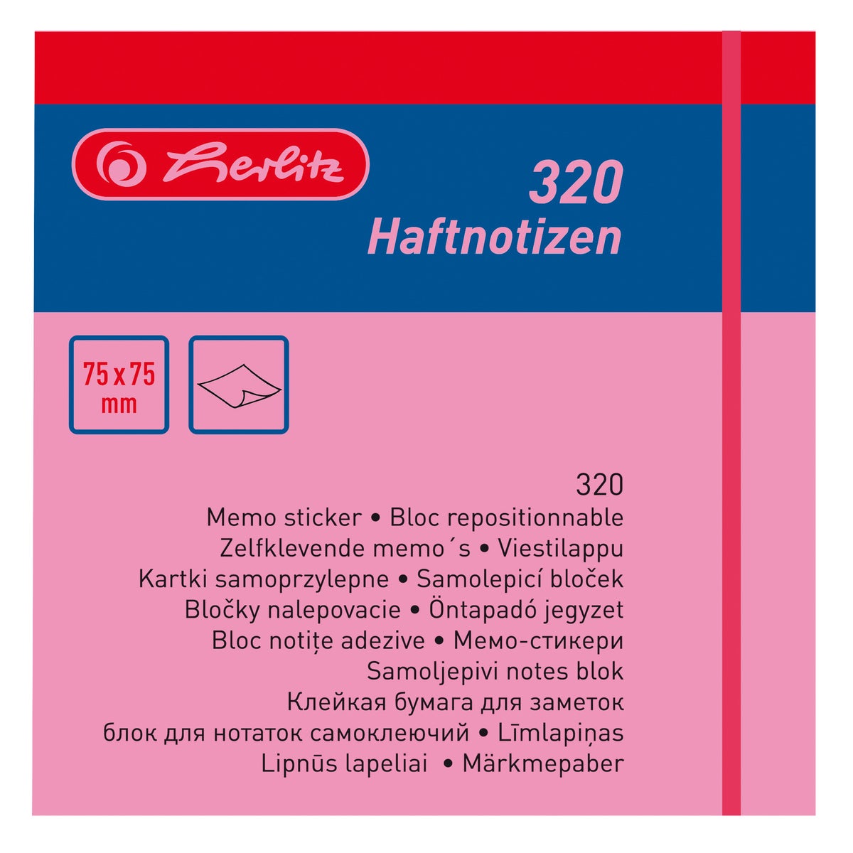 Herlitz sticky note blok 75x75mm 320 vel intensieve kleuren