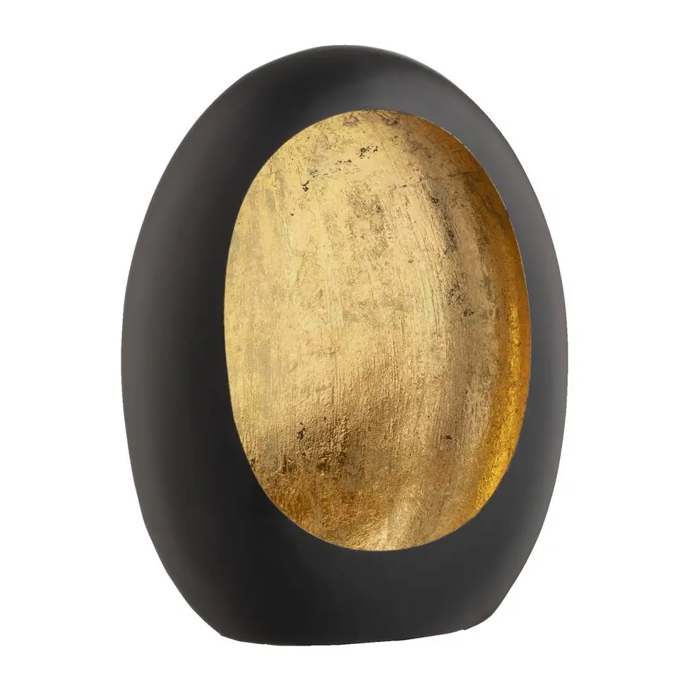 Windlicht Brygge - Zwart/Goud - 38x29x16 cm