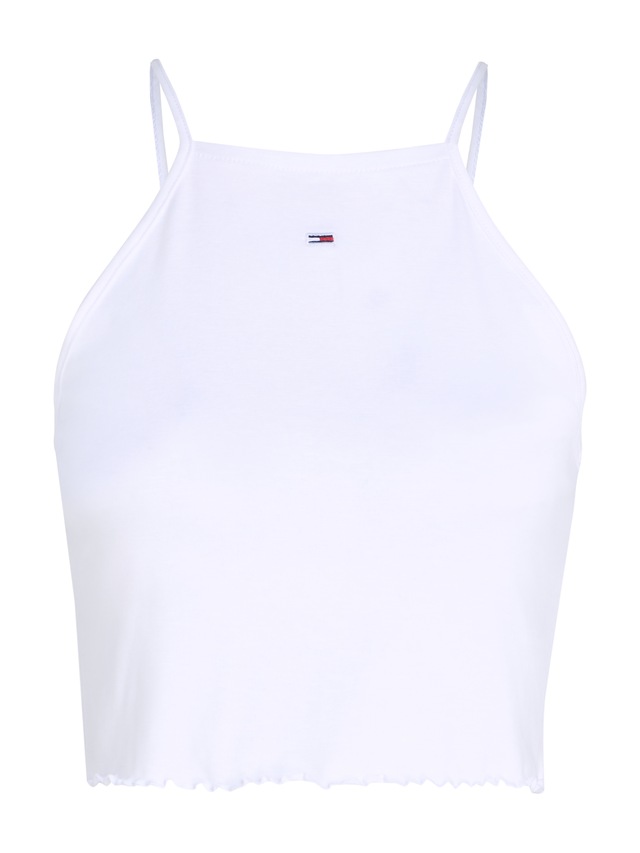 Tommy Jeans Spaghettitop »TJW SLIM CRP BABYLOCK RIB TOP«, mit gewelltem Abschluss am Saum