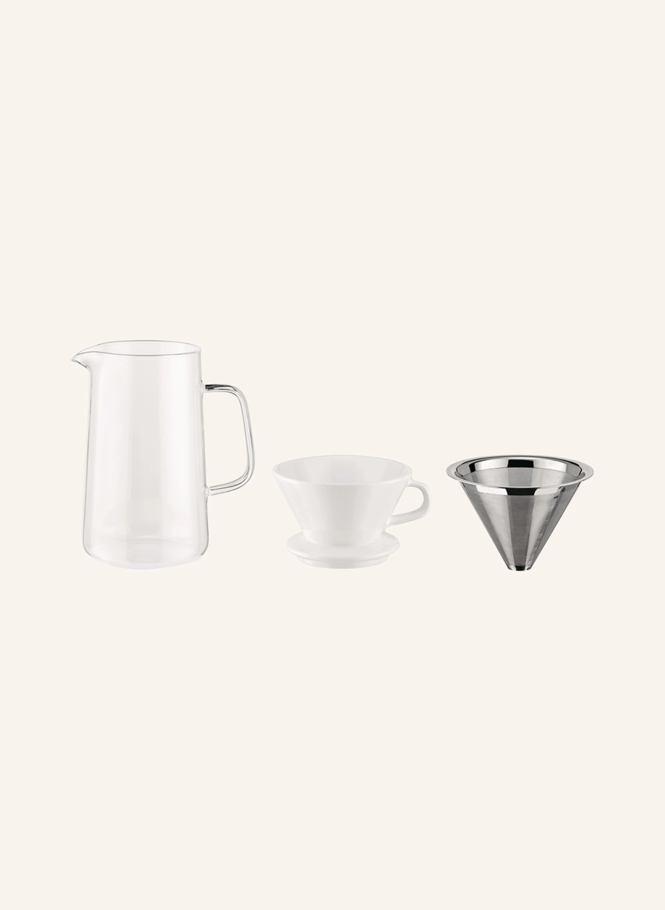 ALESSI Set SLOW COFFEE: Kaffeemühle, Karaffe und Filterhalter