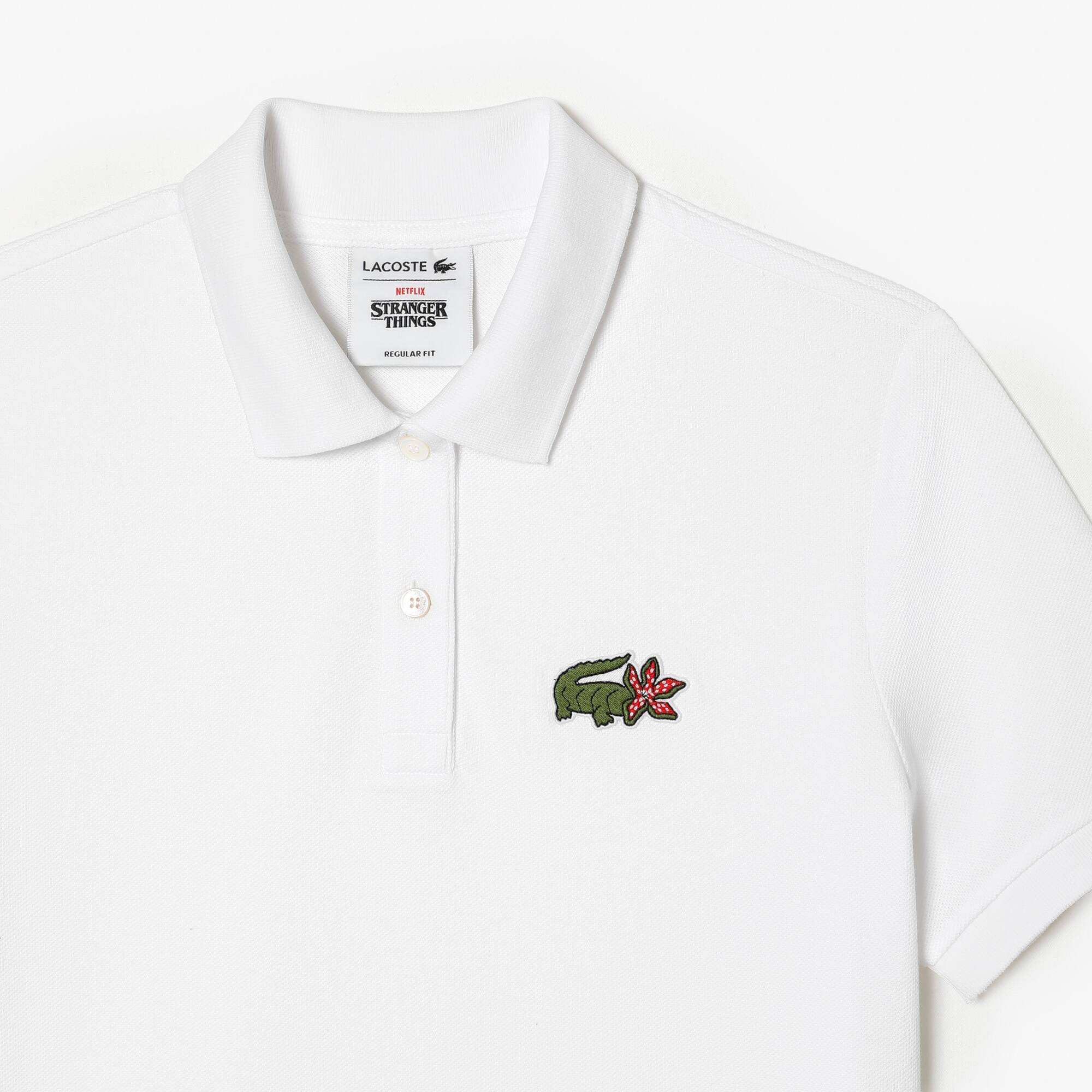 Polo femme Lacoste x Netflix crocodile séries Manches Courtes - Blanc - Lacoste - Femme