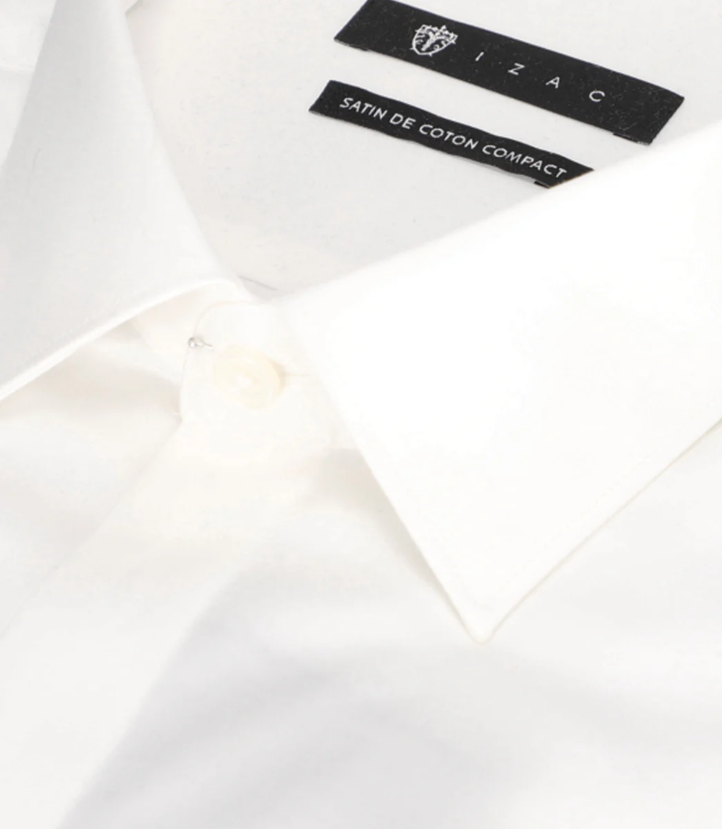 Chemise slim en satin de coton écru SATINMIXTESLIM