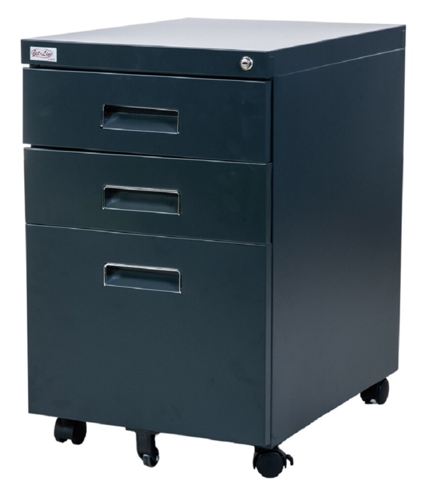 Jet-Line Büro Rollcontainer 3 Schubladen Hängeregistratur abschliessbar PAUL anthrazit Rollschrank