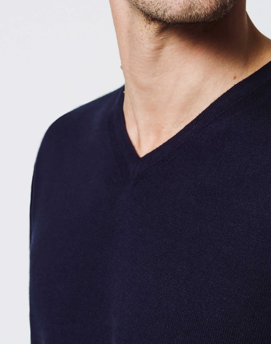 Pull Col V Bleu Marine