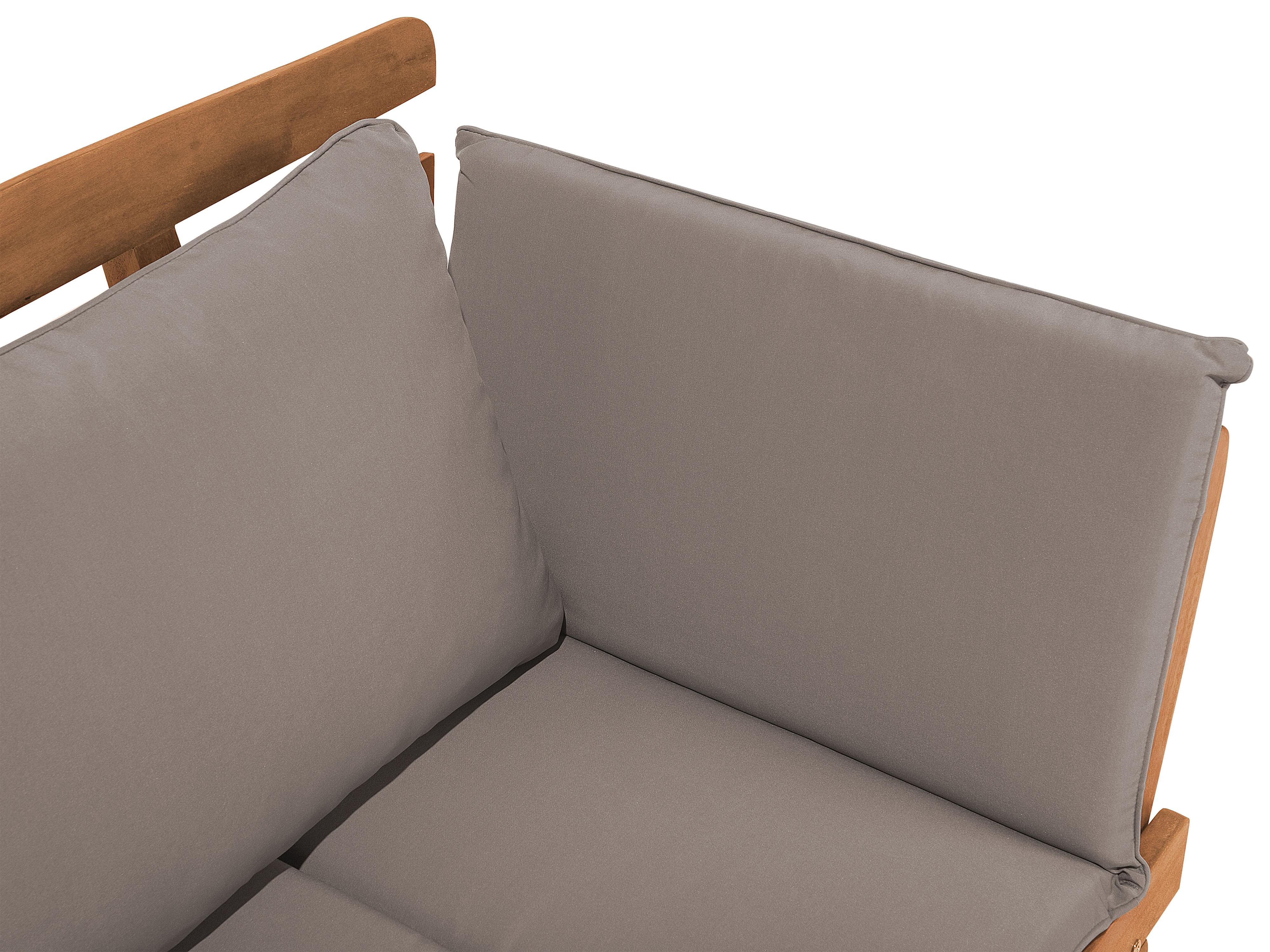 Tuinbank met zitkussen PORTICI 210 cm Eucalyptushout Lichtbruin/taupe