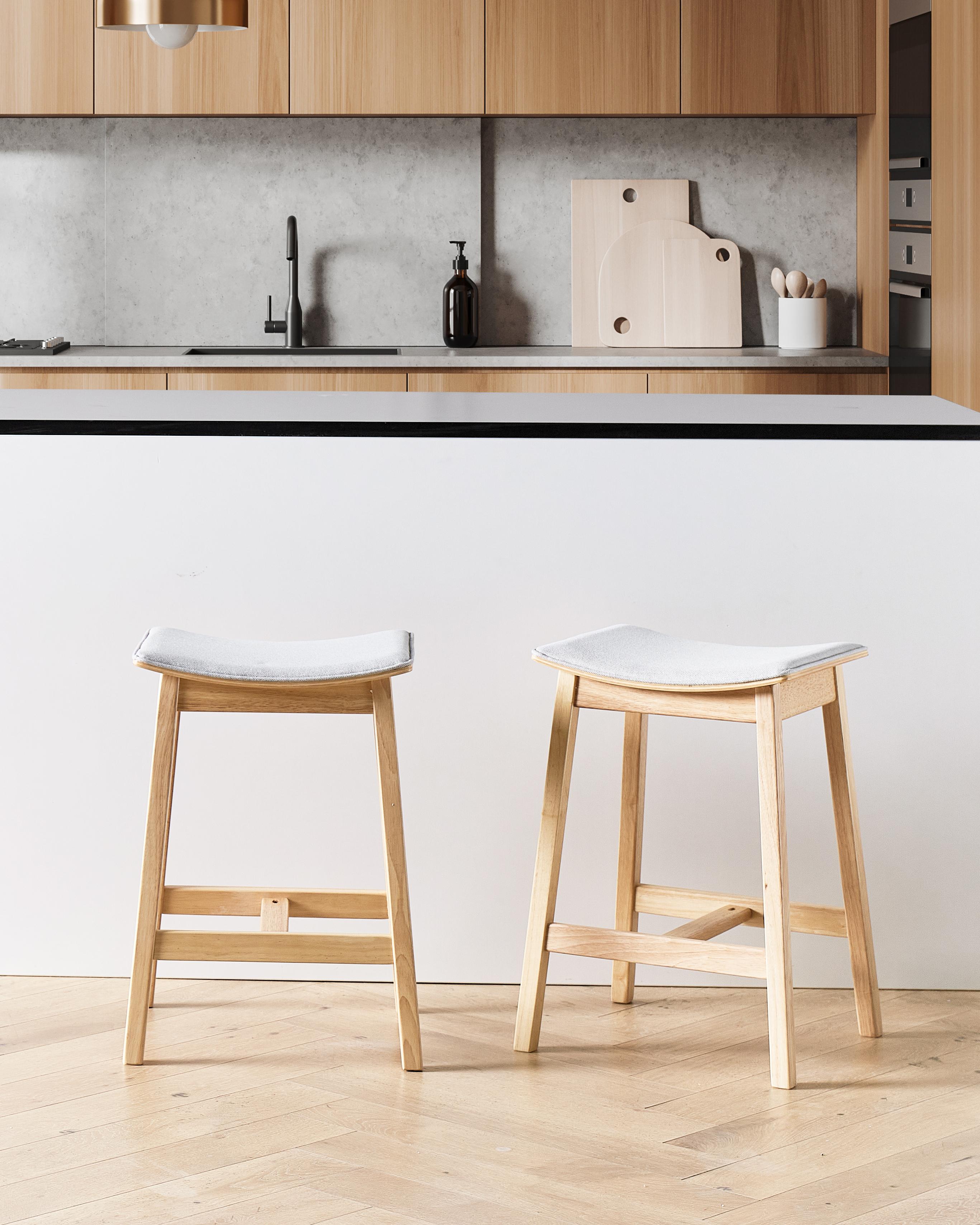 Set van 2 barkrukken DIXON Hout Lichtbruin/grijs