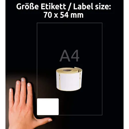 Avery Zweckform AS0722440 Rollenetiketten Etiketten Universal 54 x 70 mm, 1 Rolle/320 Etiketten, weiß