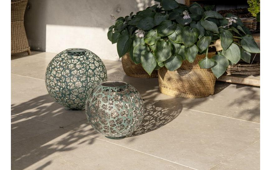Windlicht Solar Antic Ball Monstera Ø 40 cm, DunkelgrünSolarleuchte zum Aufstellen