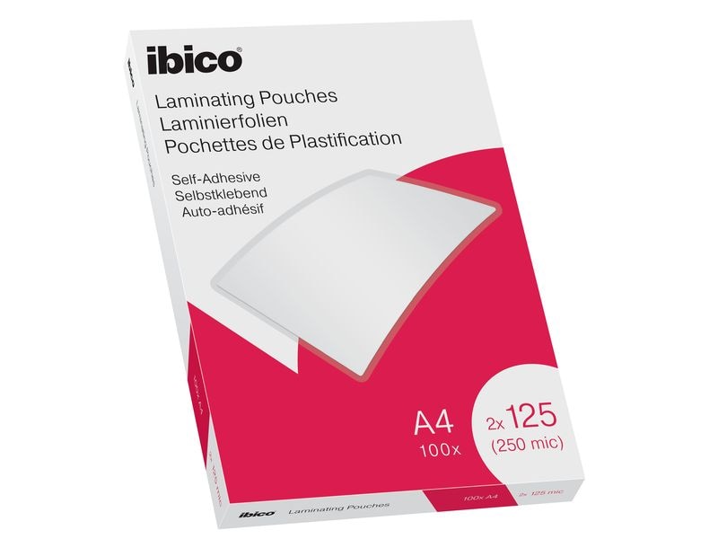 Ibico Laminierfolie Premium A4 125 µm selbstklebend, 100 St Glänzende Premium Heisslaminierfolien, selbstklebend