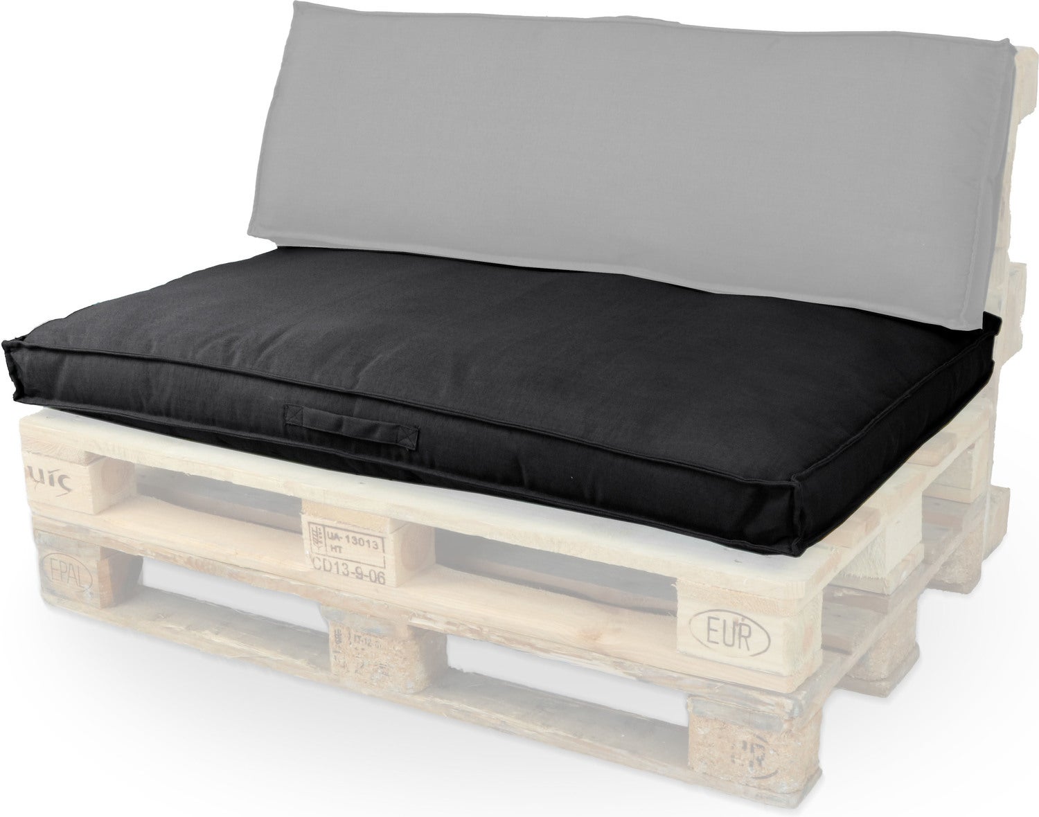 Unique Living palletkussen Luana zwart 120 x 80 x 8 cm