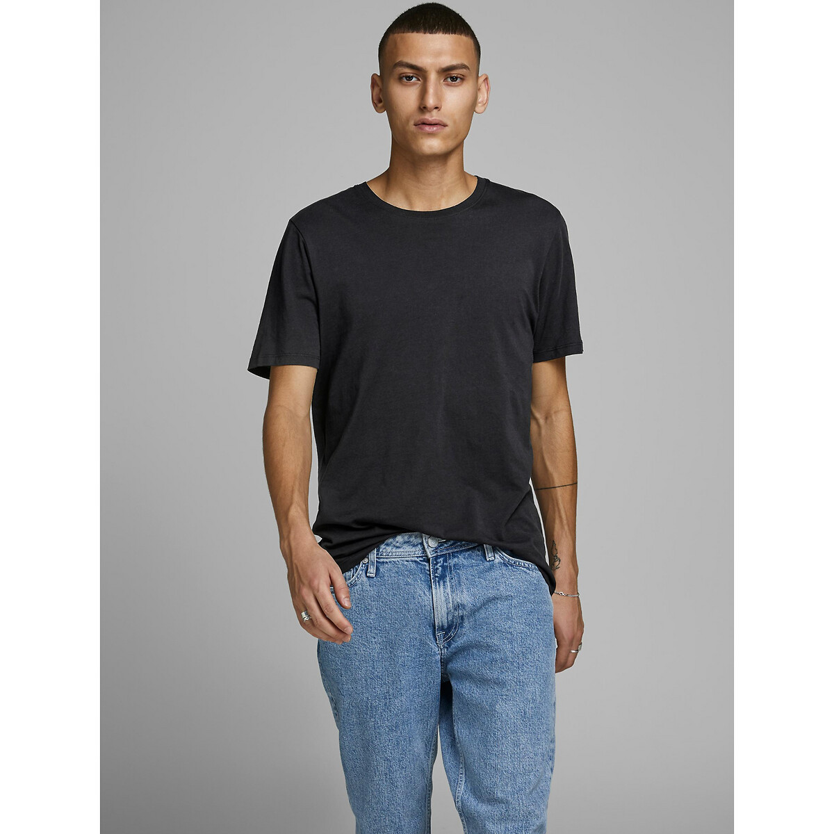 JACK & JONES<br>Camiseta de gola redonda em algodão orgânico