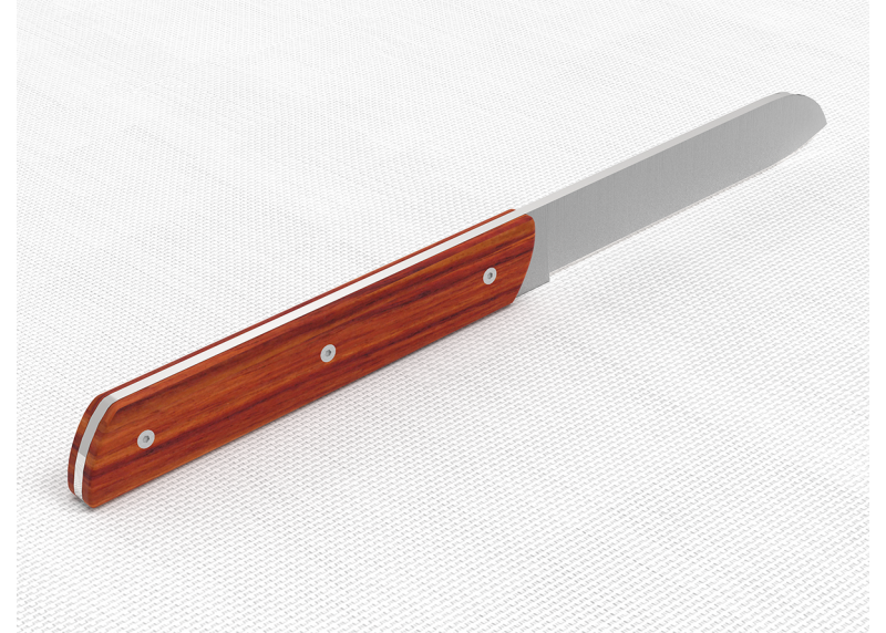 Service de 6 couteaux de table avec un manche en bois de rose et lame en acier inoxydable