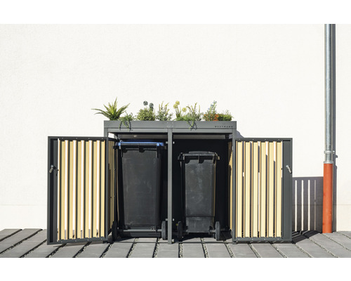 WESTMANN opbergbox inclusief twee plantenbakken, 134 x 84 x 125 cm, antraciet houtlook