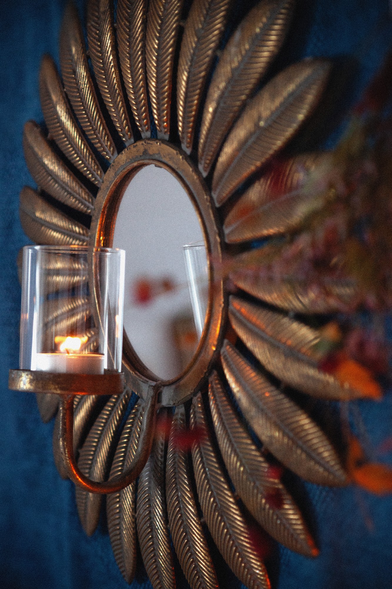 Kerzenhalter 'Sonnenblume', antik gold,  Ø 39 cm von fischer's lagerhaus