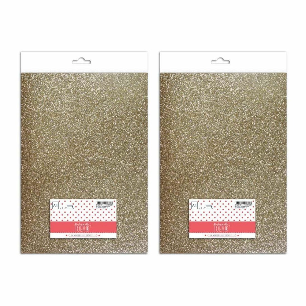 2 flex thermocollants à paillettes - champagne - 30 x 21 cm