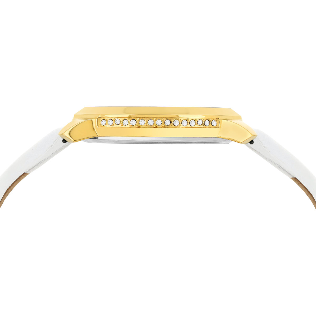 Montre femme doré jaune bracelet cuir blanc