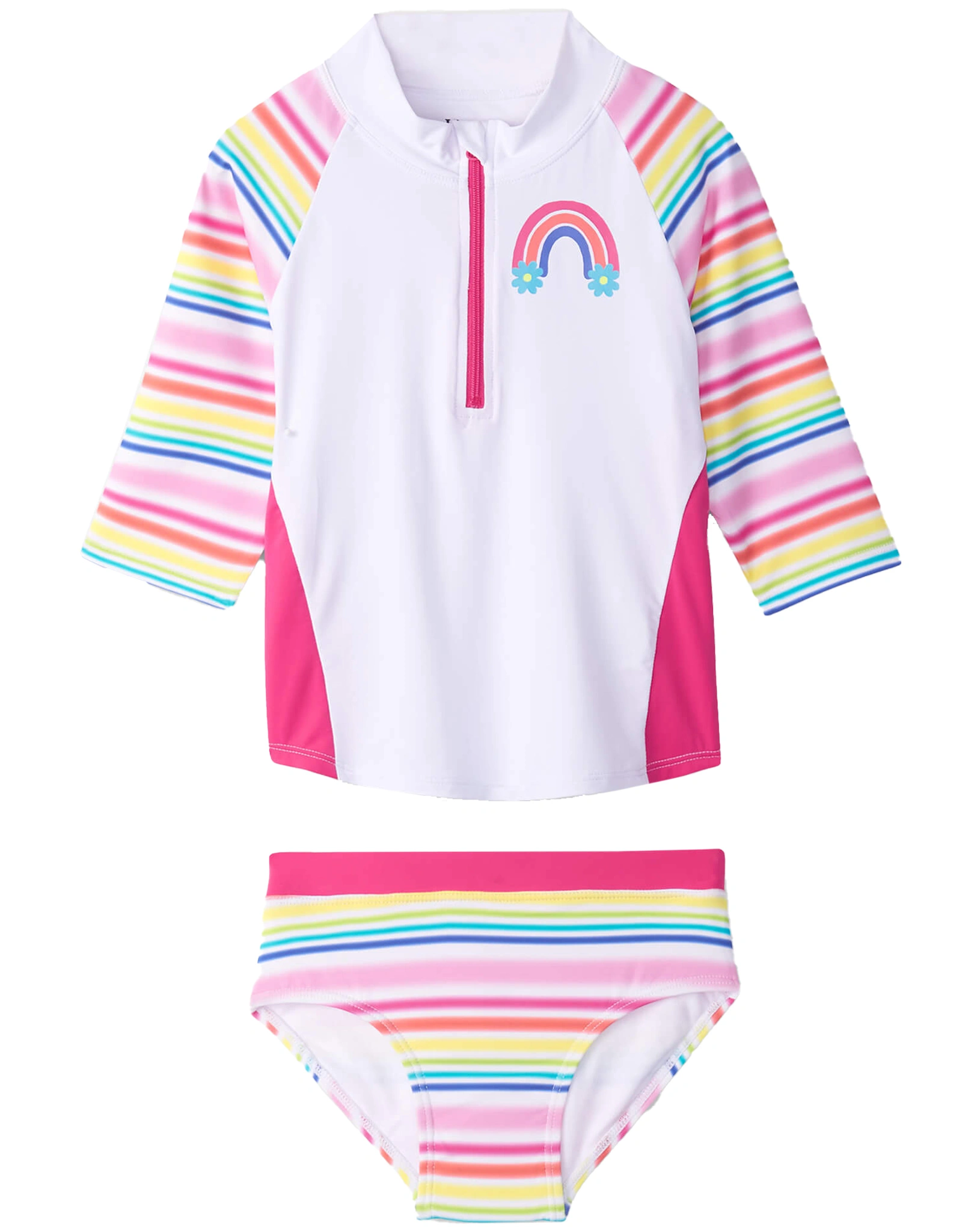 Langarm-Schwimm-Set DAZZLING STRIPES in weiß
