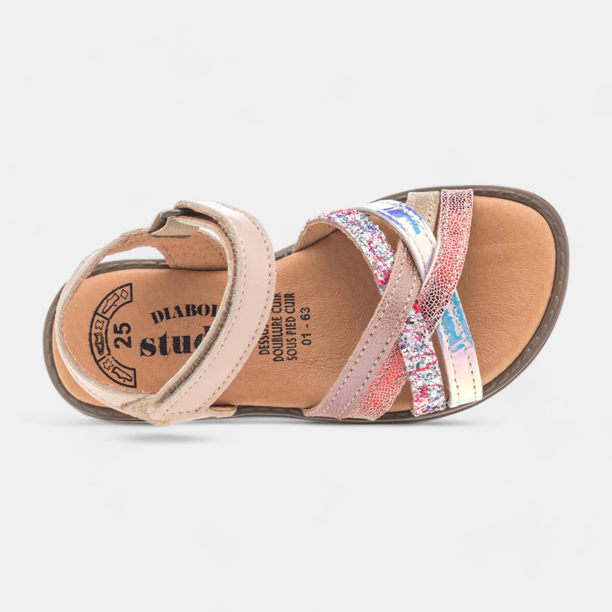 Nu-pieds Fille en cuir multicolore