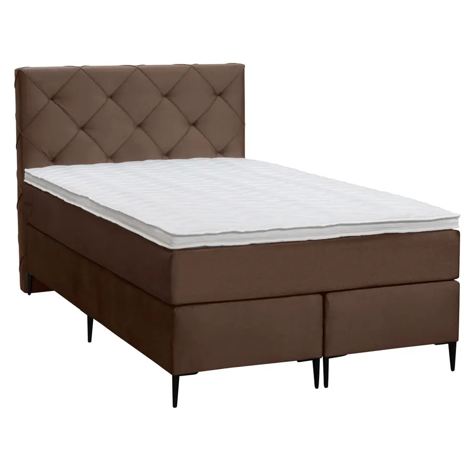 Boxspring Liv geruit - bruin - 120x200 cm - slanke poot