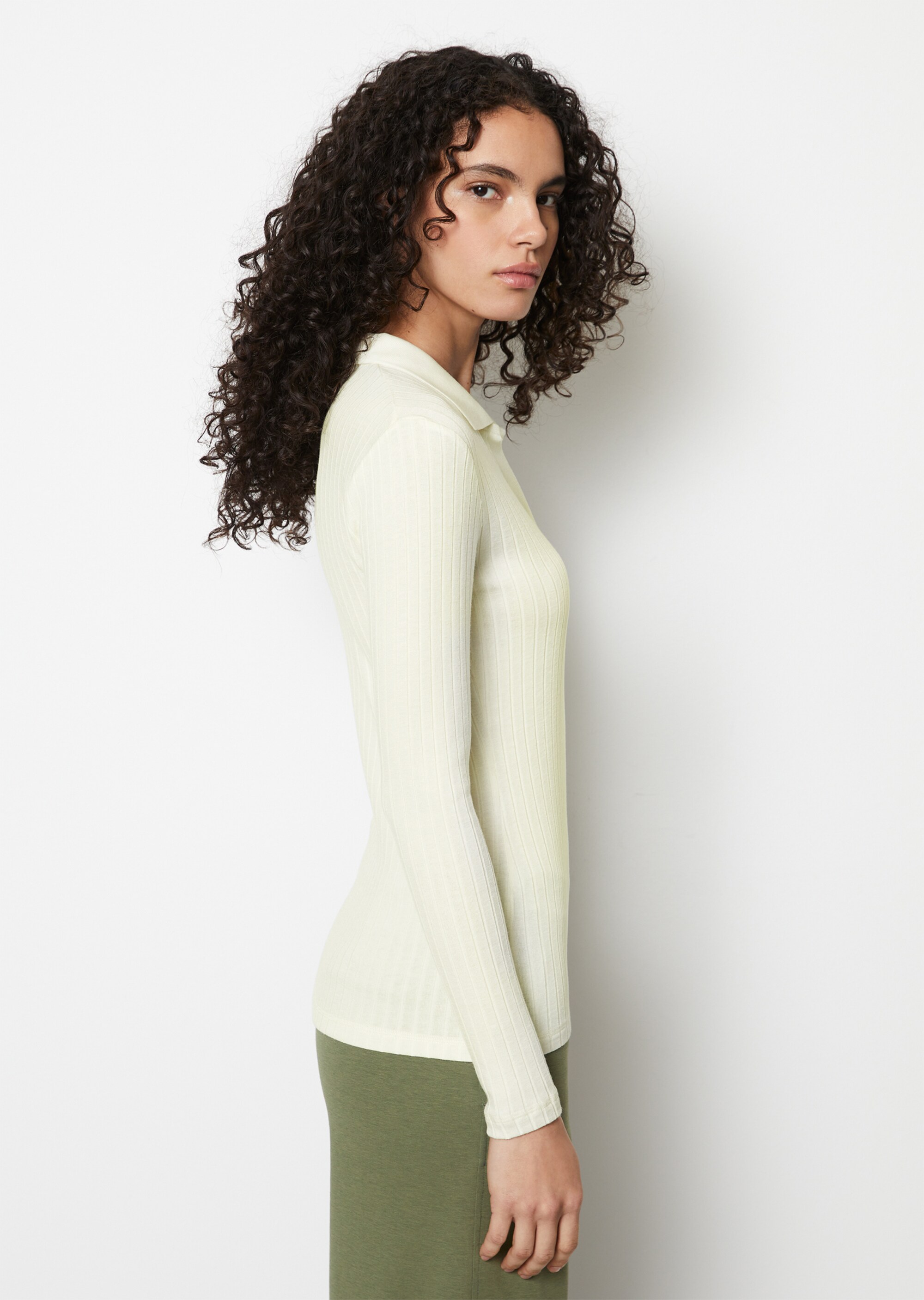 Longsleeve-Poloshirt regularaus softem Rippjersey