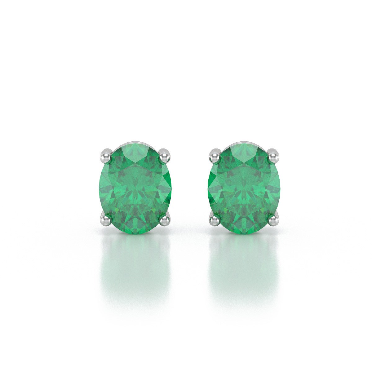 Boucles d'oreilles ADEN Emeraude Forme Ovale sur Argent 925 1.02grs