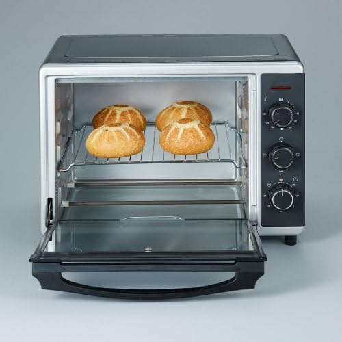 SEVERIN Back- und Toastofen mit Umluftfunktion, Mini Backofen mit Grillrost und Backblech, 30 L Kapazität, 1.600 W, silber /schwarz, TO 2056