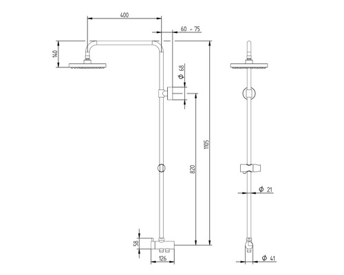 Douchekolom incl. omstelling Schulte Modern chroom D969262 02