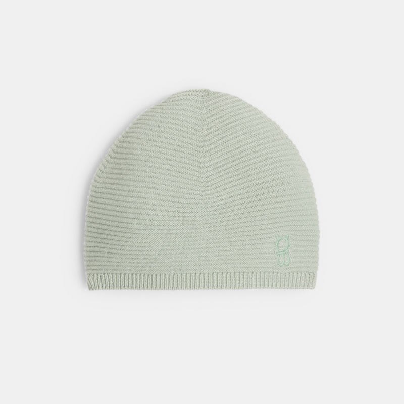 Bonnet maille côtelée vert naissance Vert